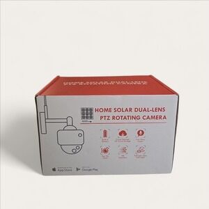 Home Solar PTZ Rotating Camera Dual Lens Open Box